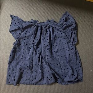 Trovata Navy Eyelet Cotton Blouse